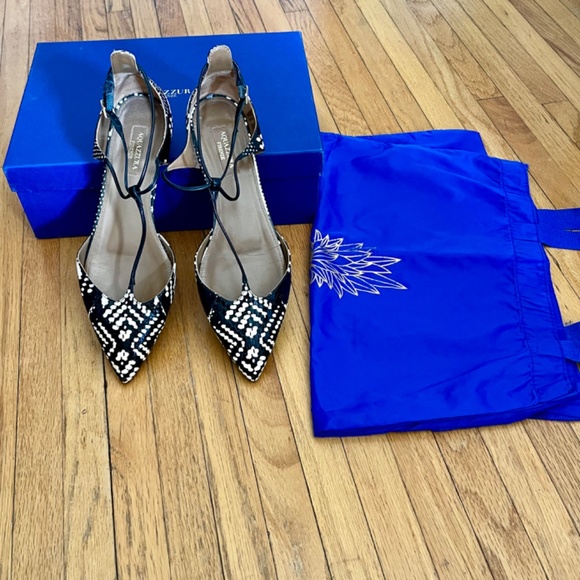 Aquazzurra Leather snake-print Scarlet Flat - Picture 4 of 14